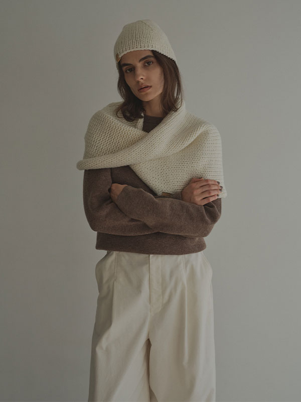 ショルダーパットダブルフェイスニットプルオーバー