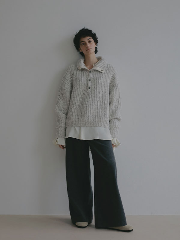 ブークレモールヤーンハイネックニットプルオーバー