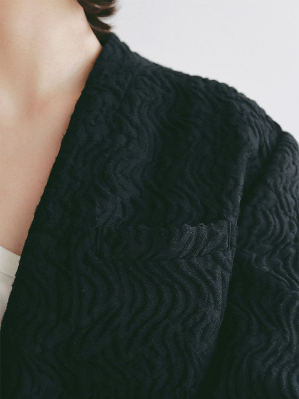 ジャガードノーカラージャケット