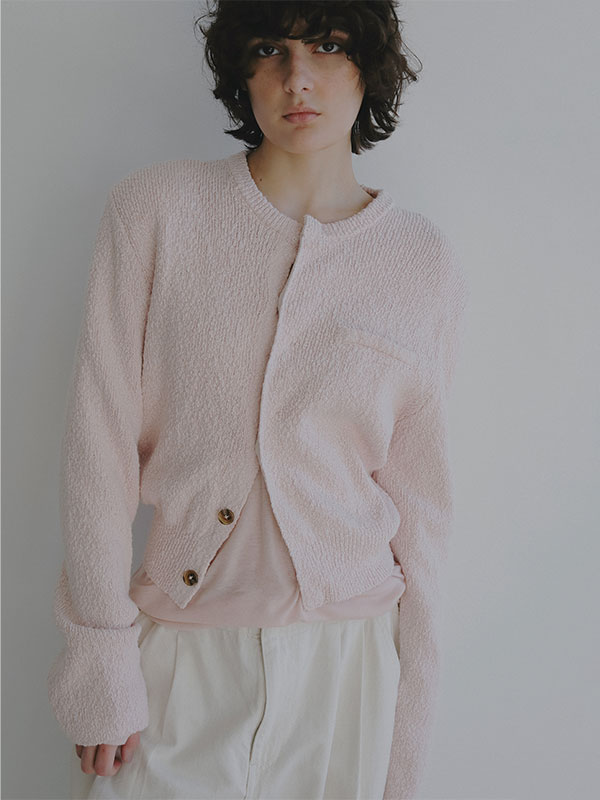 ファンシーヤーンクルーネックニットカーディガン