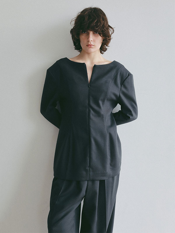 フロントファスナーウエストシェイプトップス