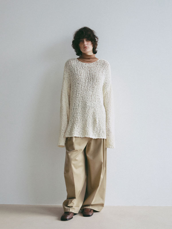 スラブヤーンローゲージニットプルオーバー