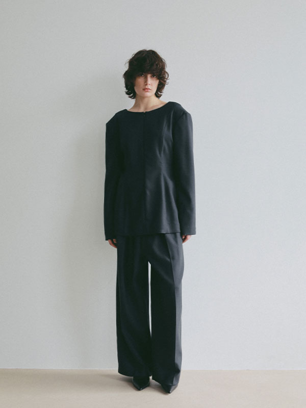 ダブルフェイスデザインウエストワイドパンツ