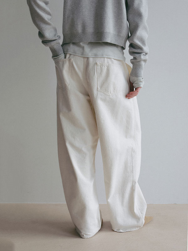 デニムタックワイドパンツ