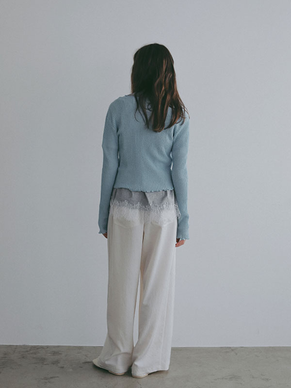 Vネックメローシアーカーディガン