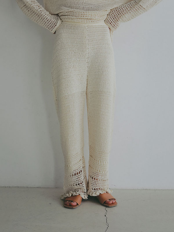 クロシェニットパンツ