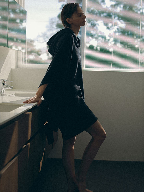 フェードパイルフードポンチョ