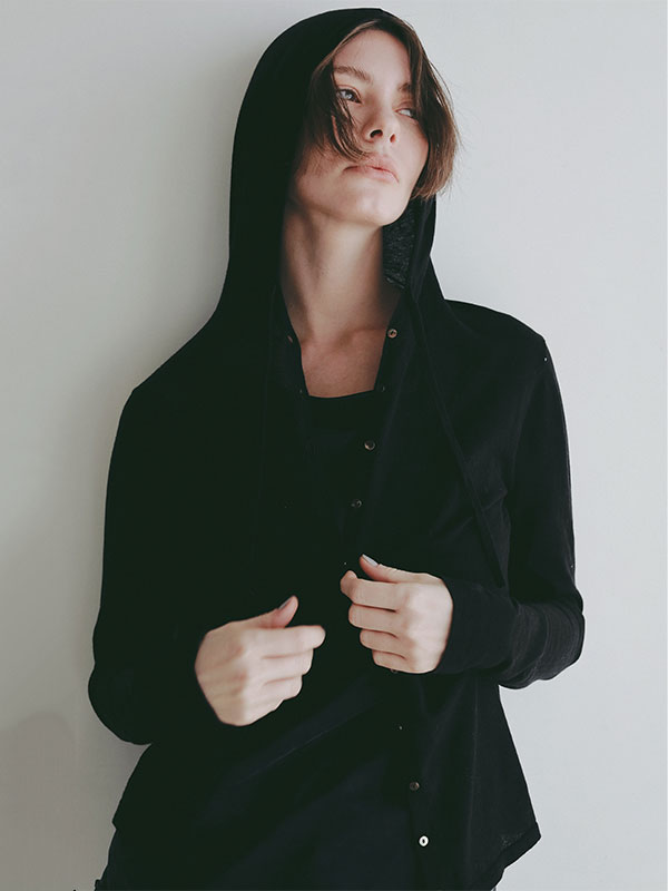 シアーニットフードカーディガン