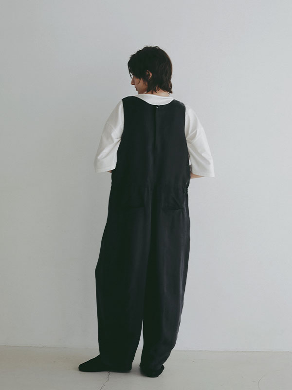 クルーネックキュプラタンクオールインワン