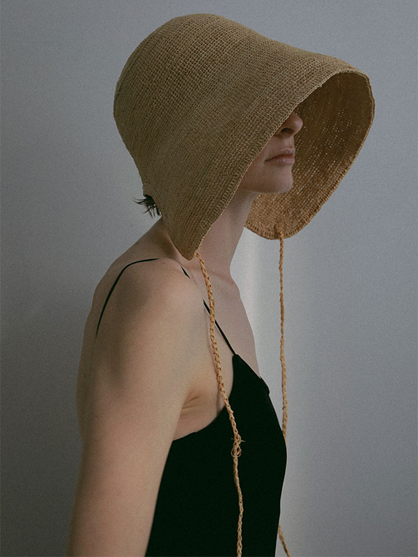 ラフィアボンネットハット