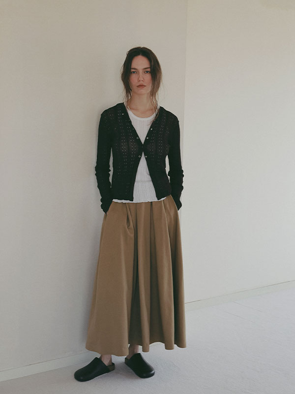 パターンスティッチシアーニットカーディガン