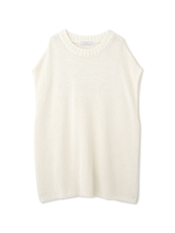 ETRETOKYO コットンリネンノースリローゲージニットプルオーバー