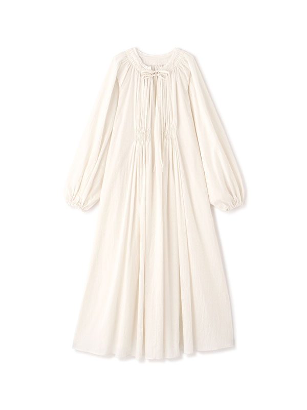 ハンドタックシアーボリュームドレス(F WHITE): ワンピース ハンドタックシアーボリュームドレス(F WHITE): ワンピース