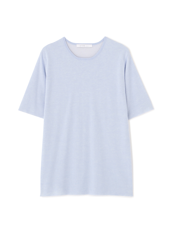 バイカラーダブルニットハーフスリーブプルオーバー(F NAVY