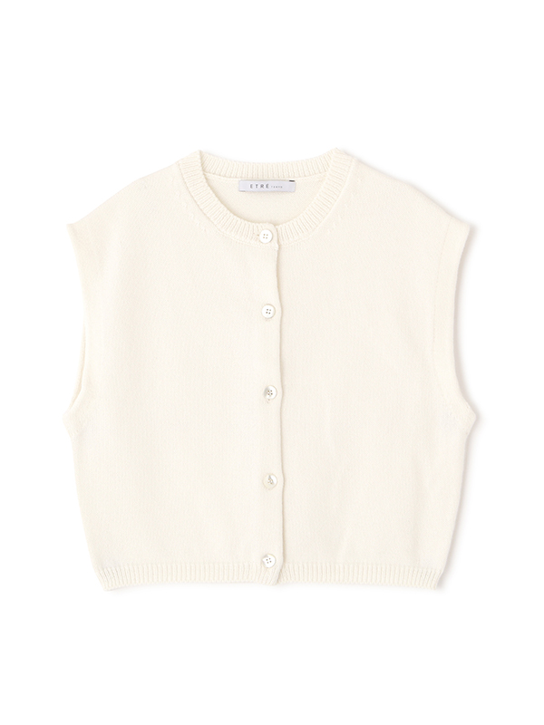 ETRE TOKYO　クルーネックスウェットシャツ 　オフホワイト リリヤーンスリーブレスニットトップス(F OFF WHITE): トップス
