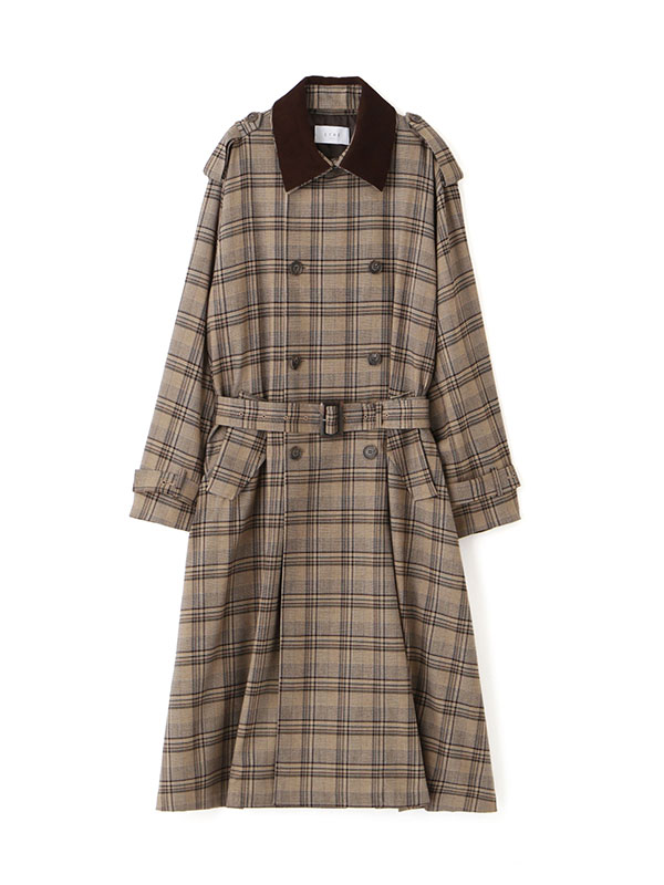 フードストールロングトレンチコート