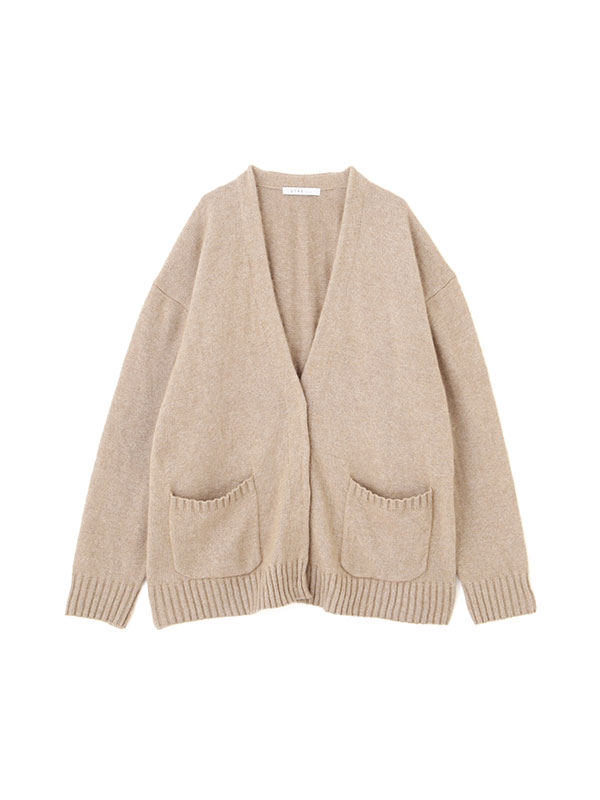 プレーンステッチVネックニットカーディガン(F BEIGE