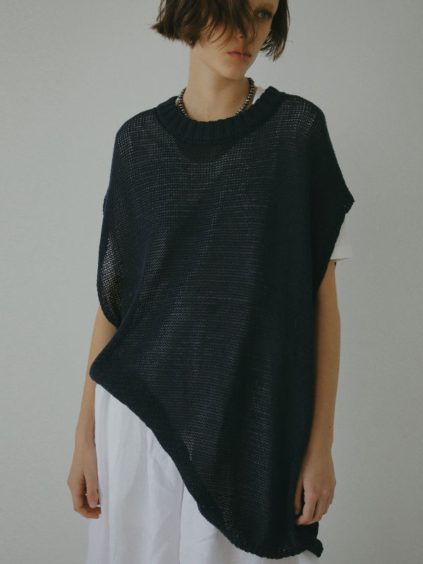 コットンリネンノースリローゲージニットプルオーバー(F RED  