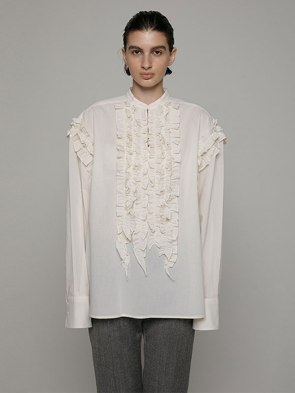 ETRE フリルトップス SANTEスタンドカラーフリルトップス(F WHITE): トップス │ ETRE