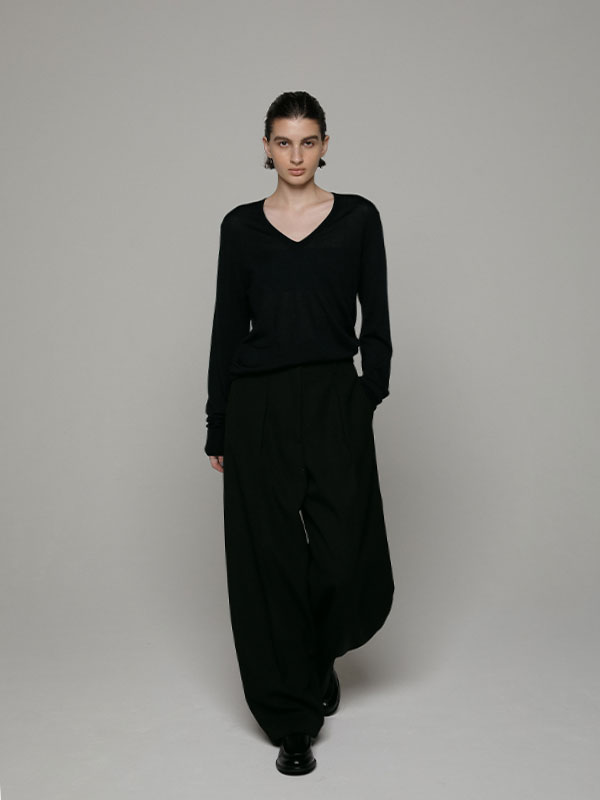 SANTEシルクカシミヤVネックニットプルオーバー(F OFF WHITE