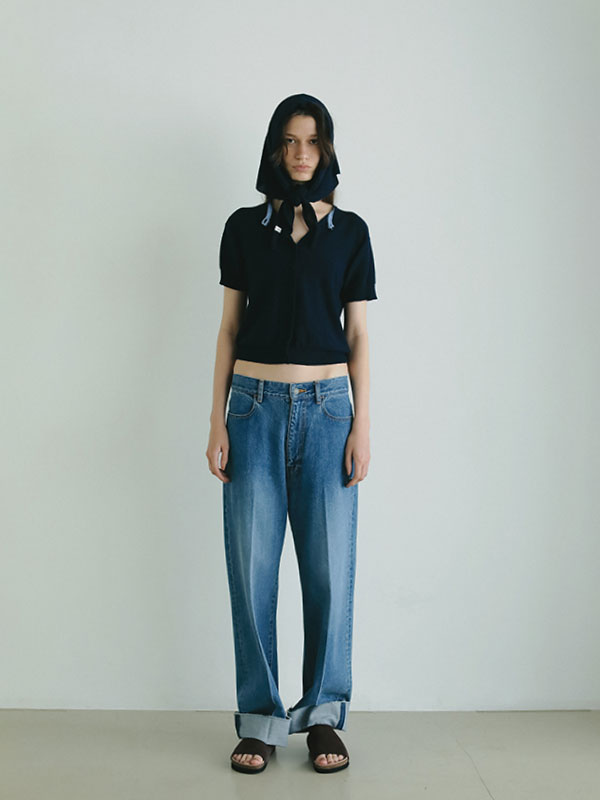 ハーフスリーブブークレニットカーディガン