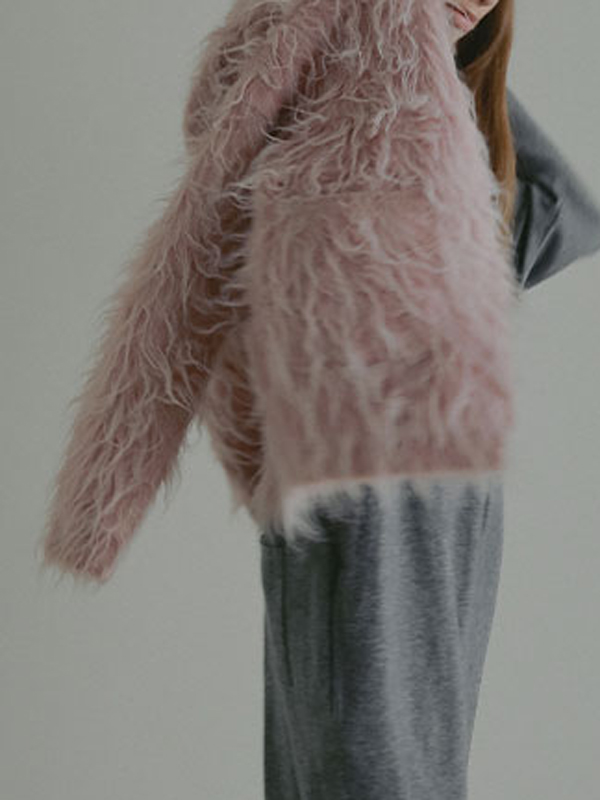 ダブルフェイスヘアリーニットカーディガン