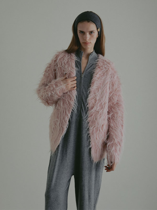 ダブルフェイスヘアリーニットカーディガン