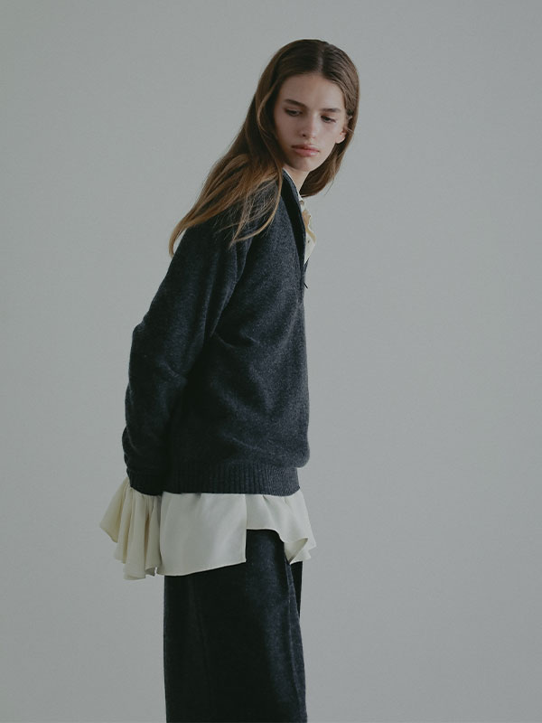 ハーフジップハイゲージニットプルオーバー