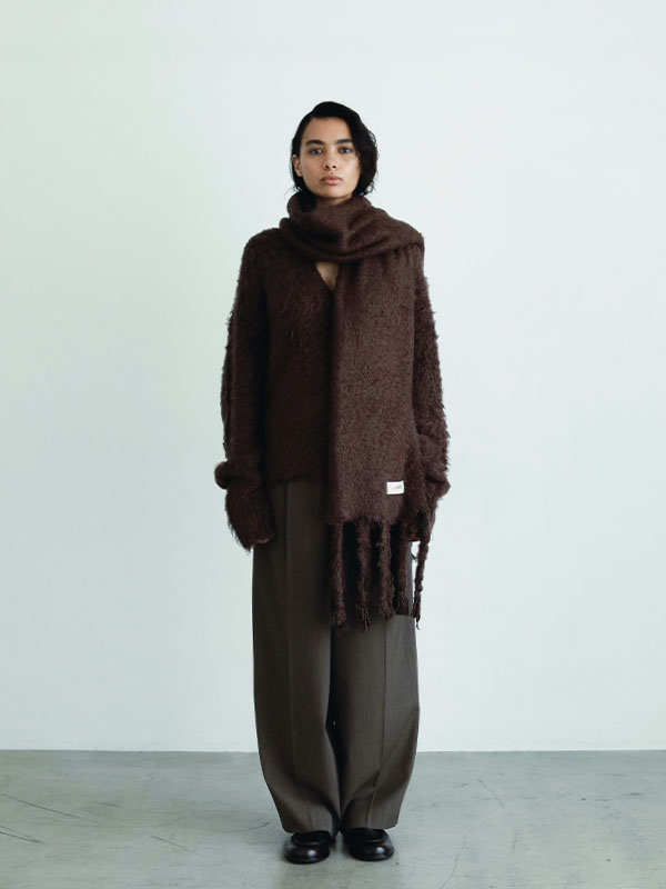 SANTEヘアリーシルクＶネックニットプルオーバー