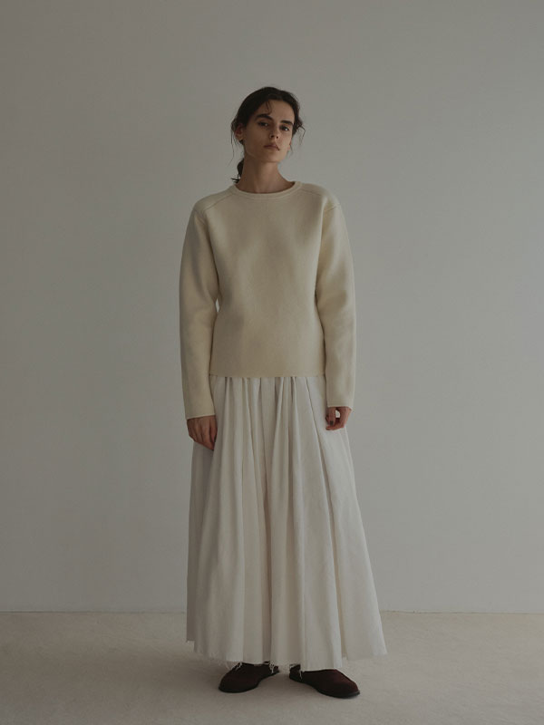 ショルダーパットダブルフェイスニットプルオーバー