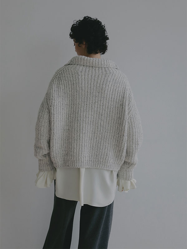 ブークレモールヤーンハイネックニットプルオーバー