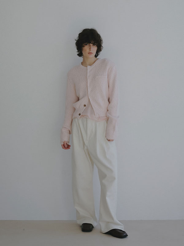 ファンシーヤーンクルーネックニットカーディガン