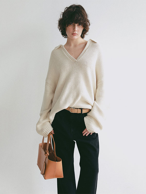 オーバーサイズスキッパーニットプルオーバー