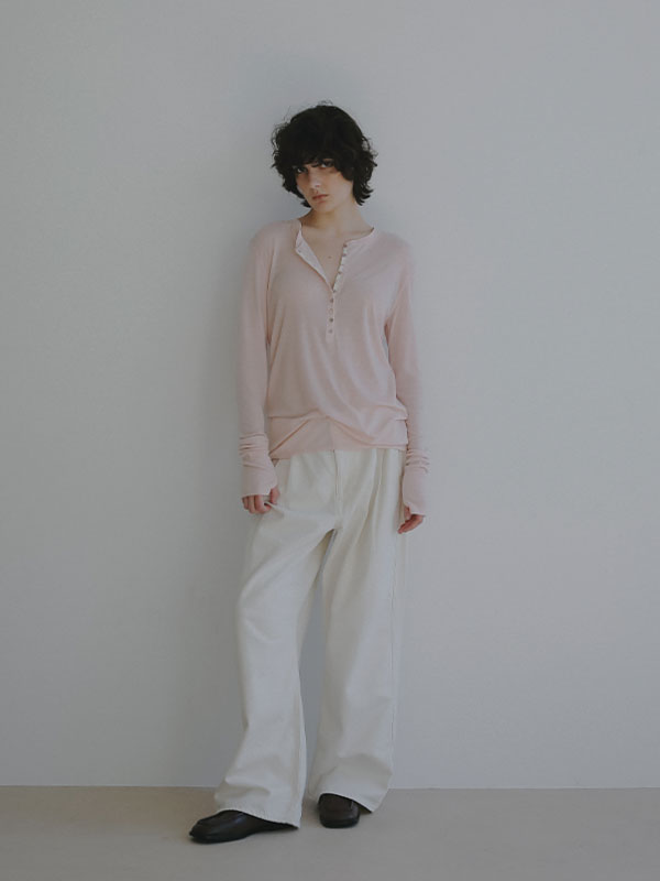 ウールフライスヘンリーネックプルオーバー(F IVORY): トップス