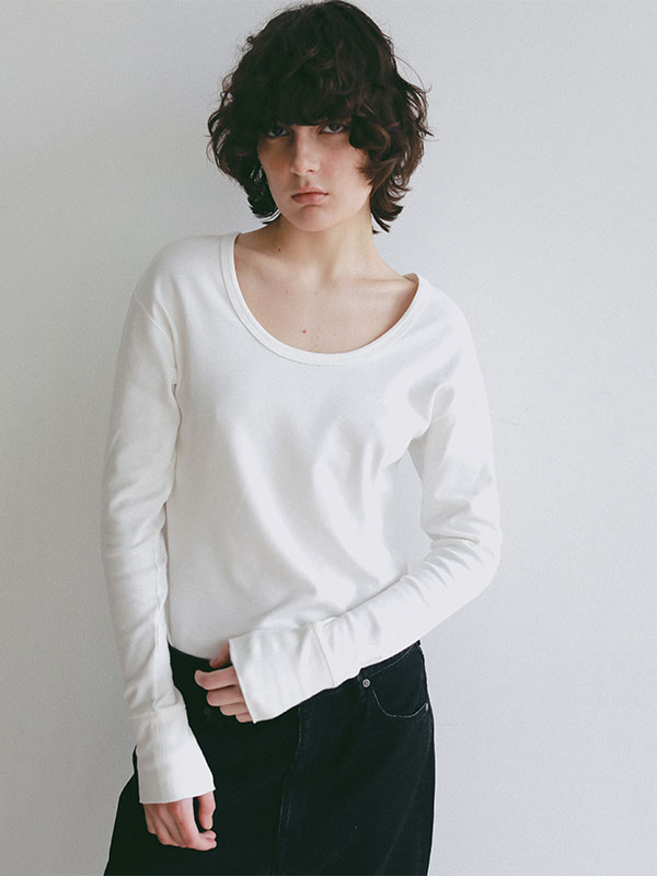 オーガニックコットンUネックロンTee