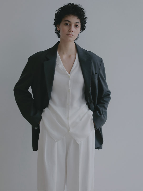 オープンネックキュプラシャツ