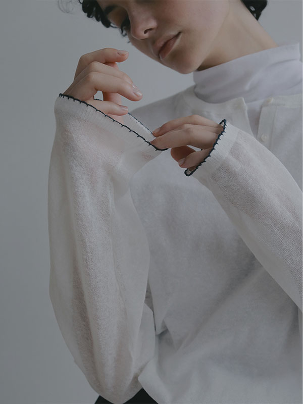 ヘンリーネックシアーニットプルオーバー