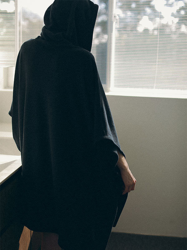 フェードパイルフードポンチョ