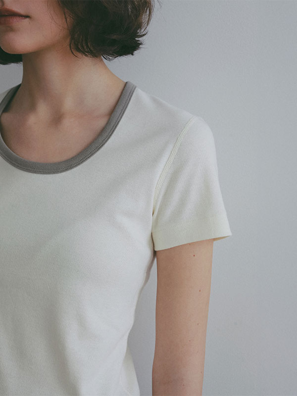 three dotsオーガニックコットンリンガーTee