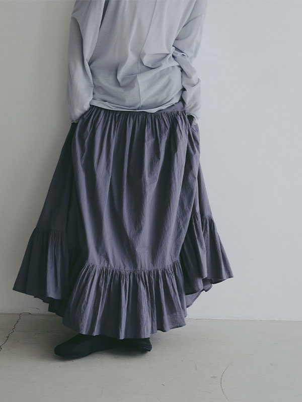 エアリーコットンガーメントダイボリュームスカート