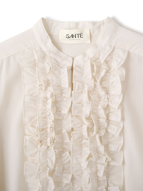 SANTEスタンドカラーフリルトップス