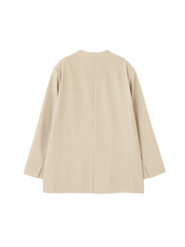 サイロスパンノーカラーダブルブレストジャケット(S BEIGE