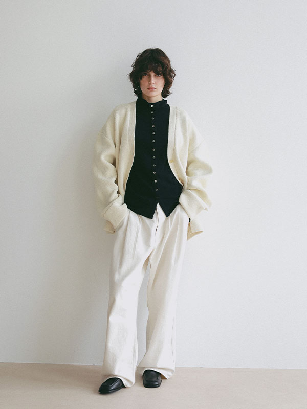 デニムタックワイドパンツ