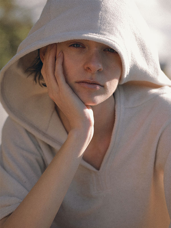 フェードパイルフードポンチョ