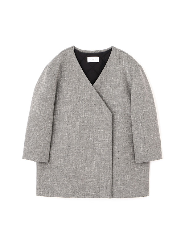 ノーカラーキルティングライナーボクシージャケット