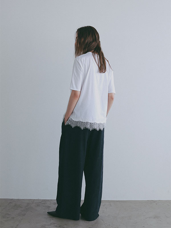 クルーネックヘムレースTee