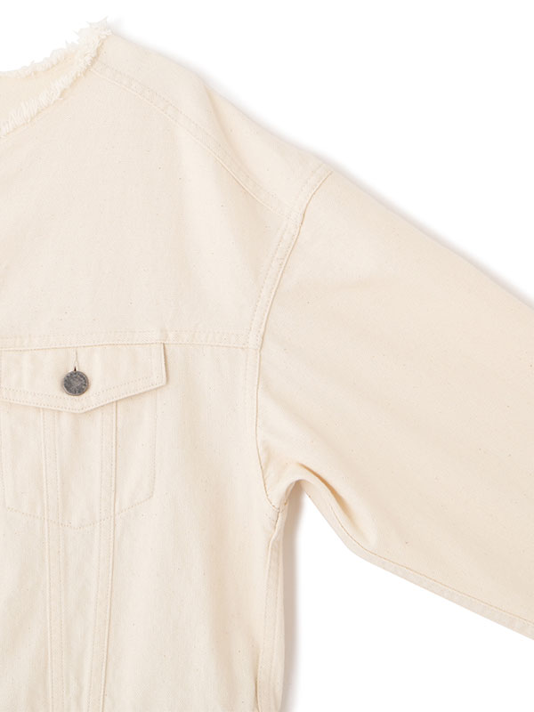 カットオフネックデニムオールインワン(S OFF WHITE