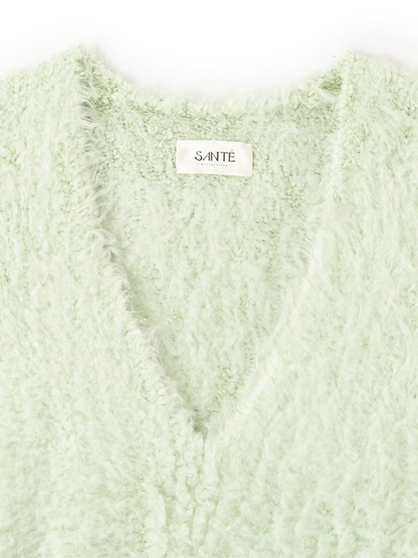 SANTEヘアリーシルクＶネックニットプルオーバー