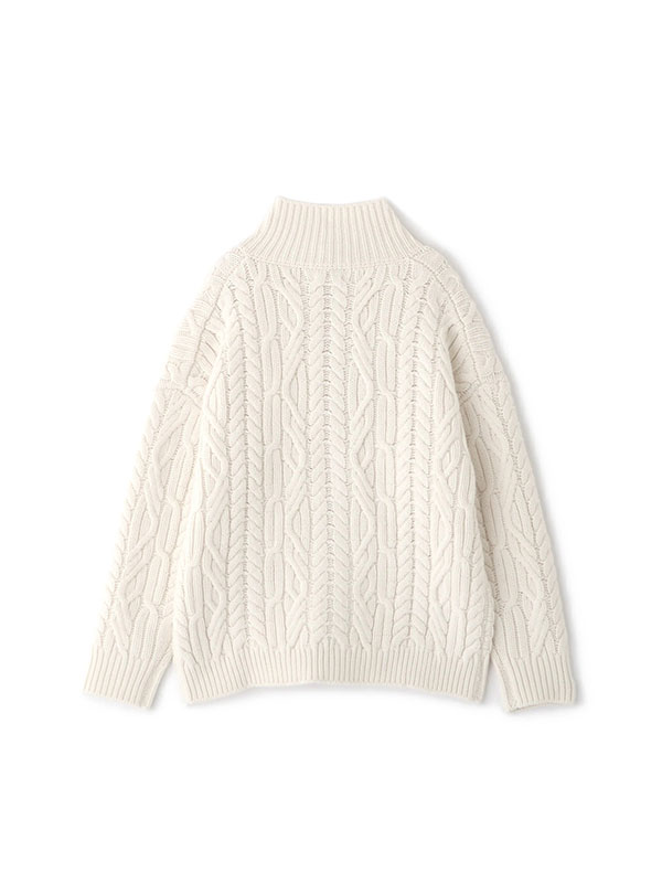 ダブルジップケーブルニットカーディガン