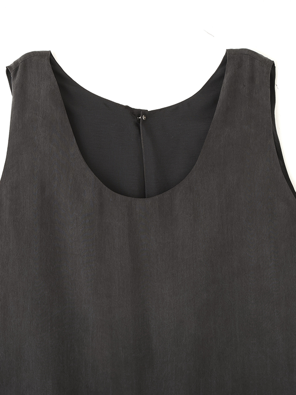 クルーネックキュプラタンクオールインワン